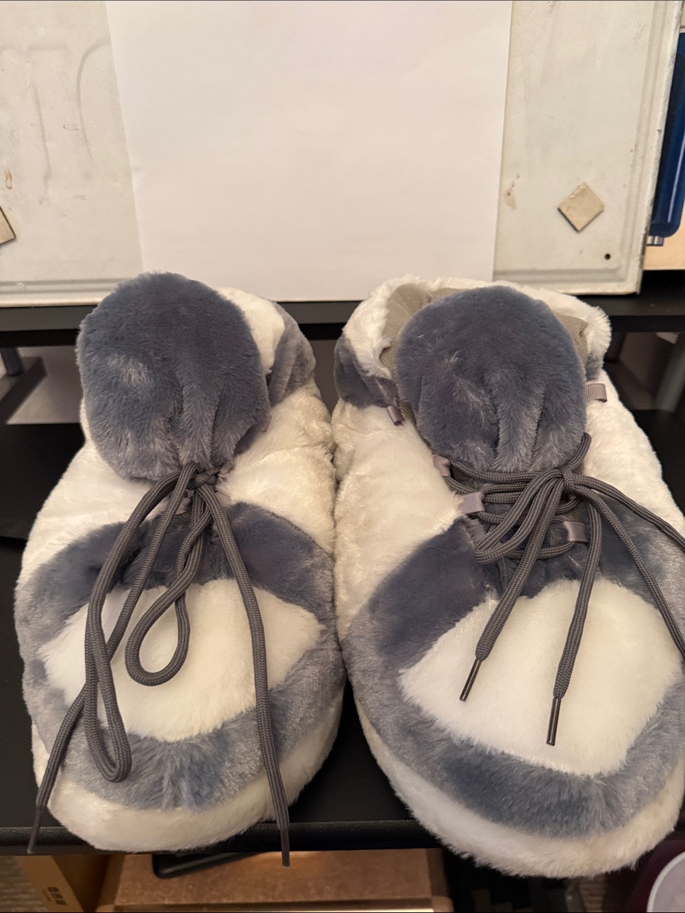 Nike Air Jordan Dior Plush Gray and White Slippers